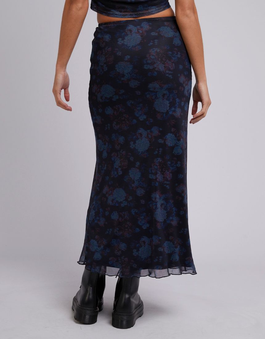 Silent Theory Ayda Maxi Skirt Blue Floral Print