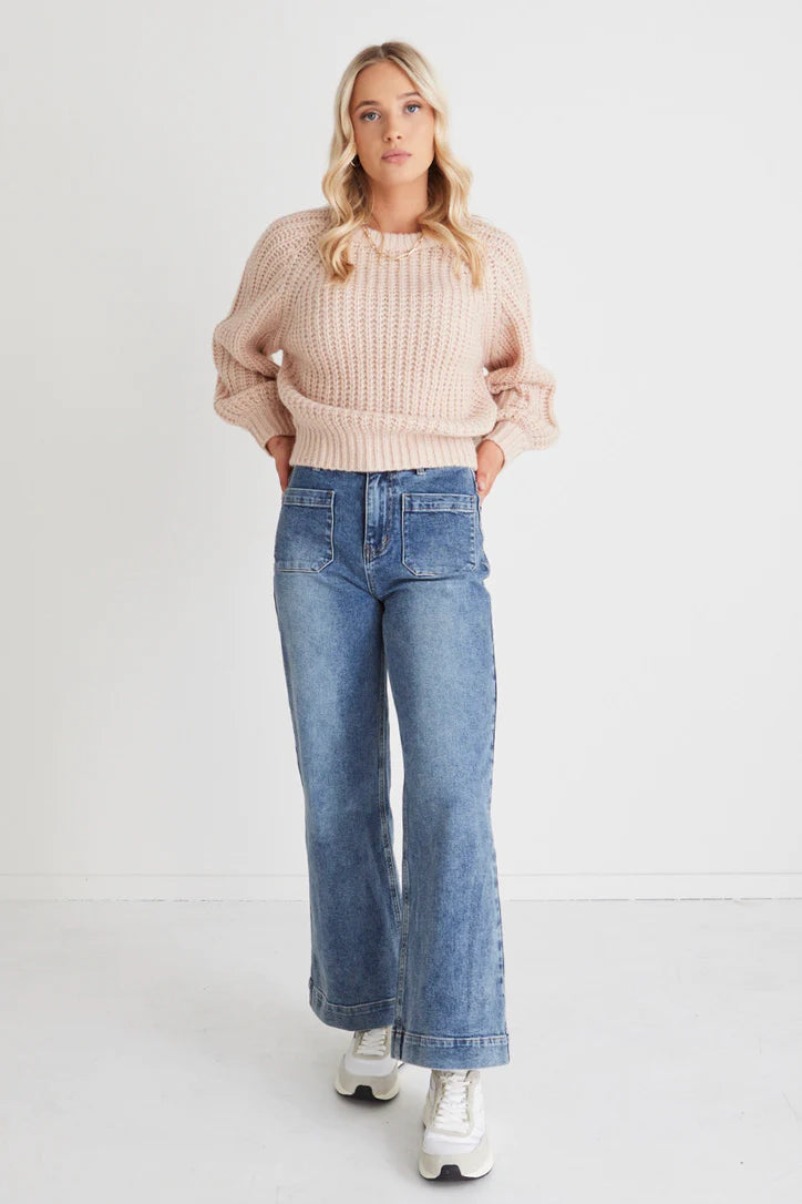 Among the Brave Zoey High Rise Wide Leg Jean
