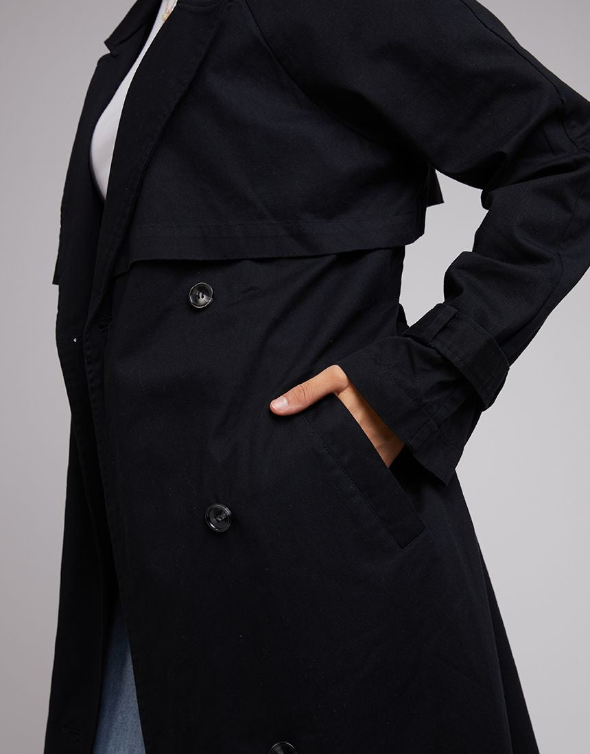 All About Eve Emerson Trench Coat Black