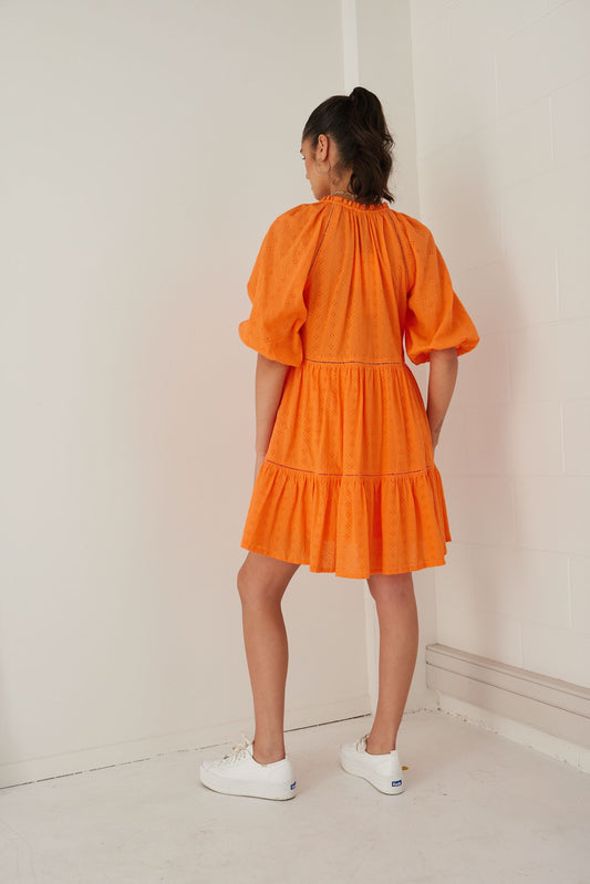 AMONG THE BRAVE Gemini Broderie Dress Orange