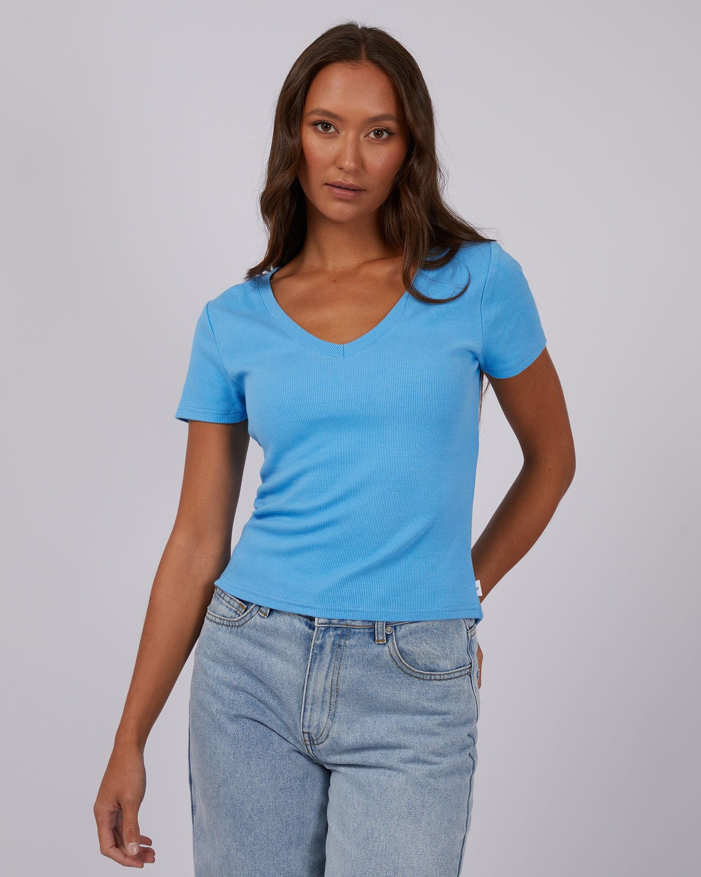 Silent Theory Lily V Neck Tee Blue