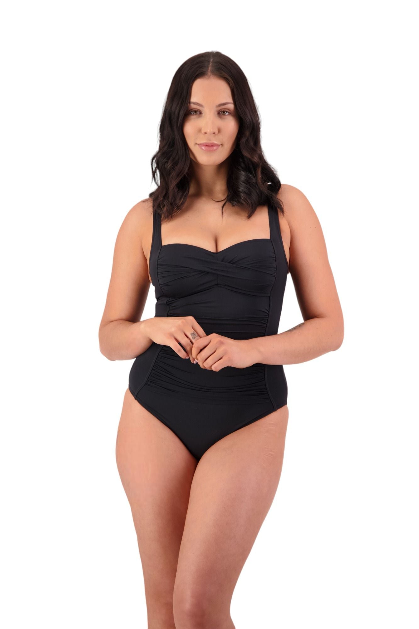 Moontide Contours Twist One piece swim Suit Black